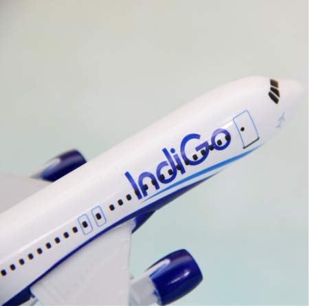 Image of Toys Uncle Diecast Aeroplane Scale Model, 16 cm: (A320 Indigo)