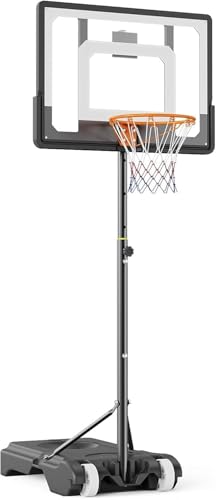 Portable Basketball Hoop Adjustable Basketball Goal System Basketball System Stand with Blackboard & Wheels Fillable Base Weather-Resistant Nylon Net Outdoor Indoor for Kids Adults1.6-2.1M