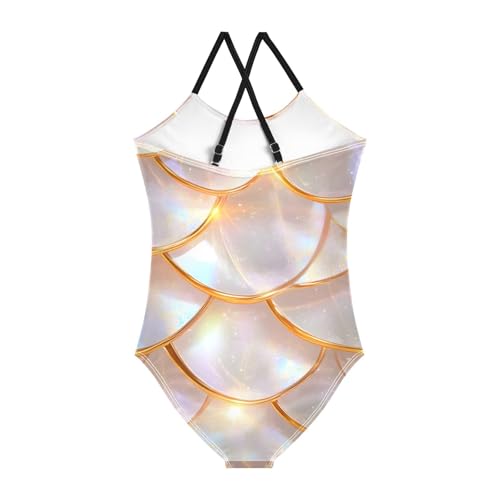 Bolaz Girls Swimsuits One-Piece Bathing Suits Multicolor Kids Sport Summer Beach Swimwear for 3-10 Years Old-Platinum Dragon Scales Pattern2