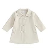 Toddler Girls Trench Coat Baby Girl Woolen Coat Girl Dress Coat Peacoat Winter Fall Outwear (Apricot, 1-2 Years)