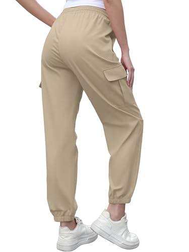 Image of Cromoncent Girls&Womens Cargo Pants Elastic Waist Lightweight Outdoor Jogger Pants, 6 Years - XX-Large