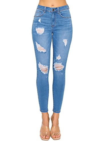 WAX JEAN Women's Butt I Love You Push-Up Destructed Modal Basic Skinny Jeans