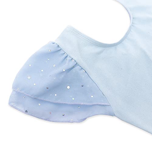 Image of EQSJIU Ballet Leotards for Girls with Removable Skirt Combo Tie Ruffle Sleeve Outfit