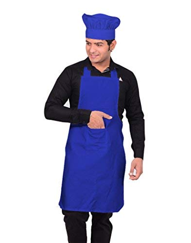Image of KODENIPR CLUB Kitchen Apron With Cap Set for Women /Men Chef (Blue)