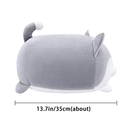 Achwishap Husky Plush Pillow 13.7‘’ Huskie Stuffed Animal,Soft Kawaii Plushie Large Hugging Pillow For Kids Girls Boys,Gray #TOP1