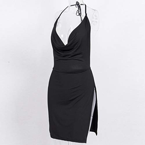 UIFLQXX Vestido feminino de 4 de julho com fenda sexy para festa no clube, vestido de costas nuas, m