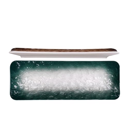 Set de 2 platos de sushi de cerámica rectangular de 10 pulgadas miniatura 1
