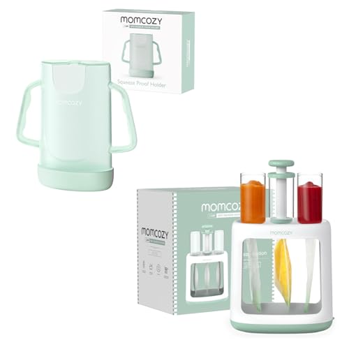 Image of Momcozy Baby Food Maker Essentials Series, Includes the Squeeze Station, Pouch Holder No Squeeze for Easy, Mess-Free Meal Prep