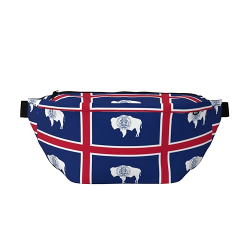 Sac banane de course à pied drapeau Wyoming léger avec sangle réglable