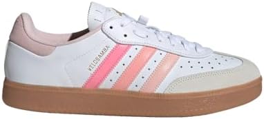 adidas Tênis adulto unissex de couro Velosamba, Branco/Rosa