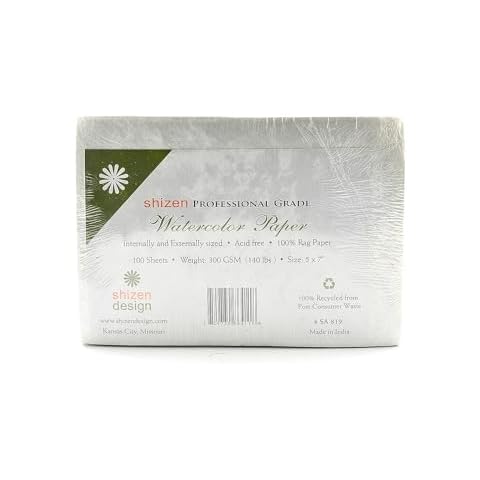 Shizen Design Professional Grade Watercolor Paper 5 In. X 7 In. Clean Edges Pack Of 100 (SA 819) (54814) Cover