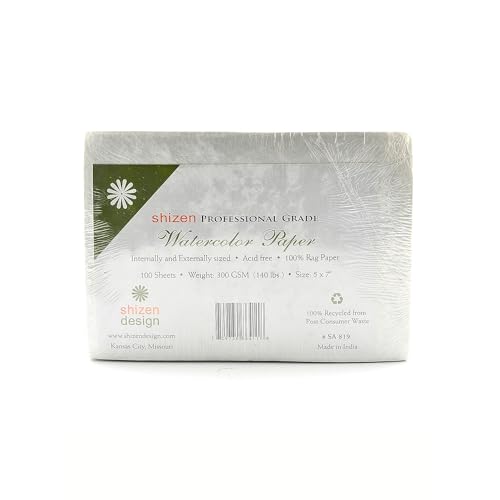 Papier aquarelle Shizen Design 5 in. x 7 in. blanc naturel