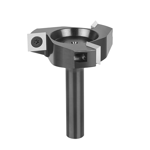 SpeTool Fresa de Superficie Diámetro del Vástago de 12 mm 3 Insertos de Carburo de Tungsteno Diámetro de Corte de 60 mm Fresa Planear CNC Spoilboard Surfacing Fresa Aplanar Fresa para Nivelar Madera