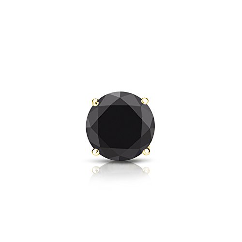 Diamond wish 14k yellow gold round single black diamond stud earr…
