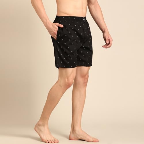 Image of Pepe Jeans Men's Printed 100% Cotton Regular Fit Boxer Shorts | Stylish AOP Print Comfortable Boxer for Daily Innerwear | Soft Breathable Cotton Fabric | Elastic Waistband | Everyday Comfort Wear