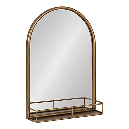 Kate and Laurel Estero Modern Arched Mirror with Shelf, 20 x 28, Gold, Transitional Arch Mirror for Wall