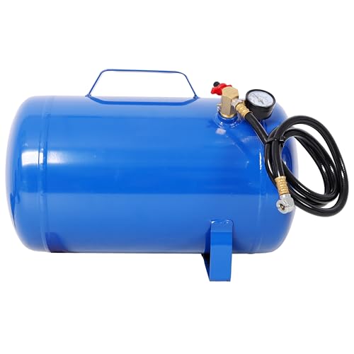 Portable 5 Gallon Air Tank with Pressure Gauge and Safety Valve Lightweight Durable Horizontal Air Compressor Tank with 47 Inch Hose for Easy Tool Connections 125 PSI Max