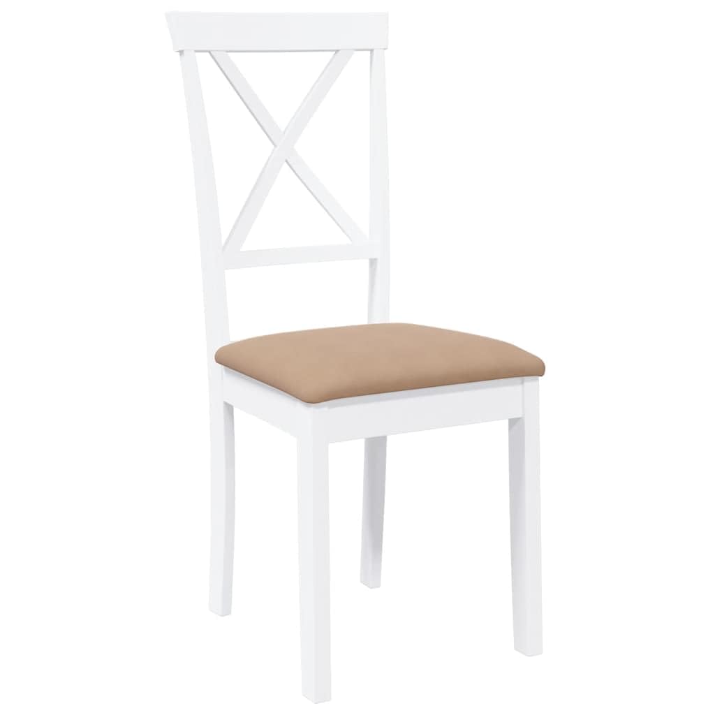 Sillas de comedor con cojín 2 uds. Árbol de caucho de madera maciza blanco, diseño ergonómico con respaldo cómodo para sentarse durante mucho tiempo, resistente a los golpes y duradero