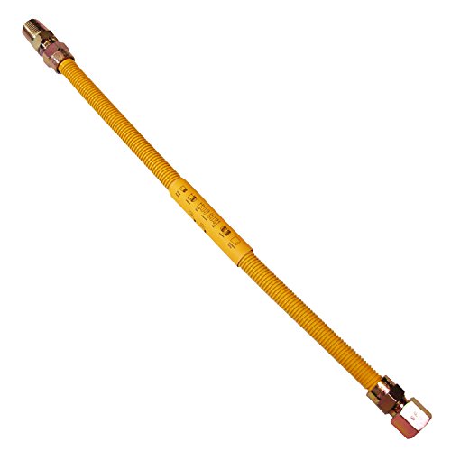 LASCO Flexible Coated Gas Water Heater Supply Line, 18-Inch, 1/2-Inch OD Connector with Fittings, Yellow