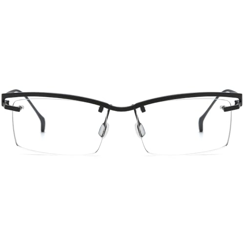 Image of FONEX Pure Titanium Glasses Frame Men Semi Rimless Square Eyeglasses Eyewear DTX416