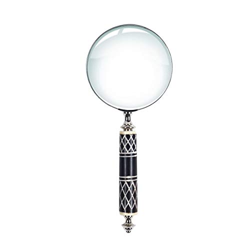 Loupe décorative marron de prestige avec manche incrusté blanc cassé