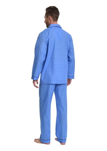 Image of GLOBAL Mens Pajamas Set, 100% Cotton Woven Drawstring Sleepwear Set with Top and Pants /Bottoms