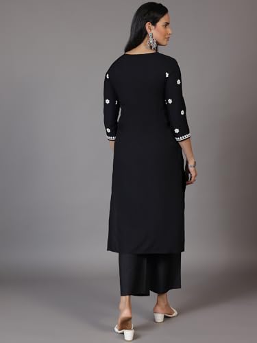 Image of Libas Womens Embroidered Viscose Straight Kurta for Women | Ethnic wear | Bridal Suit | Wedding Dress | Occasion wear