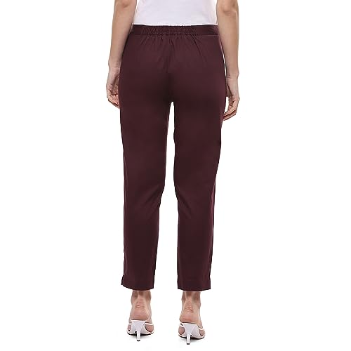 Image of BIBA Women Cotton Slim Solid Pants