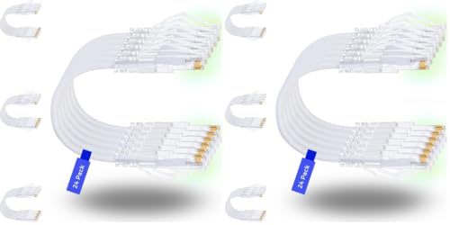 Image of Rapink Patch Cables Cat6 / Cat6a 0.5ft (48 Pack) Slim, Cat6a Ethernet Patch Cable 10G Support, Snagless Cat 6 Patch Cable for Patch Panel to Switch, Flexiable Cat6 Ethernet Cable White