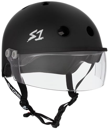 S1 Lifer Visor Helmet Gen 2 for Skateboarding, BMX, and Roller Skating - EPS Fusion Foam, CPSC & ASTM Certified - Black Matte w/Clear Visor Medium (21.5