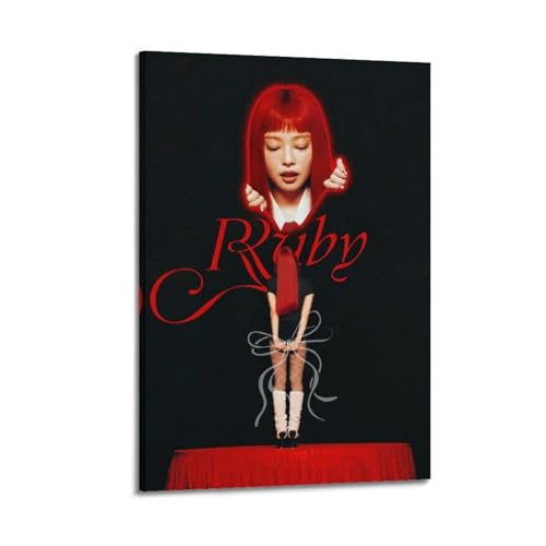YTWRGWERR Jennie Posters - Póster estético de Albun de rubí, arte decorativo para pared, lienzo vintage para sala de estar, dormitorio, 30 x 45 cm, estilo marco