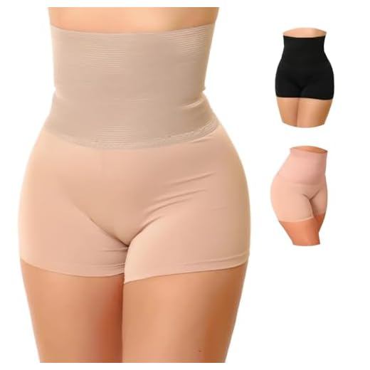 Kit 3 Short Modelador Cinta Compressão Anágua Cós Alto Confortável Feminino (Preto + Bege, M)