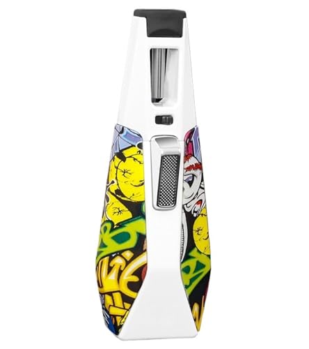 QXQXI BBQ Butane Torch Lighter Windproof Jet Flame Lighters with Safety Lock and Flame Adjustment Suitable for Kitchen Camping Baking(White)