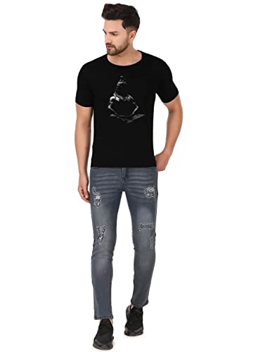 Image of prabhu bhakti Mahadev Image with Mahadev Text Printed Tshirts Shiva Mahadev Mahakal Tshirts Cotton Round Neck Half Sleeve Black T-Shirt for Men
