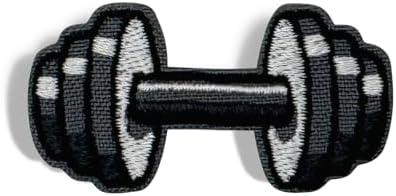 6PCS Black Patch Embroidered Dumbbell Weight Patches Self-Adhesive for Decoration Sew On Clothing Appliques for Bags T-Shirt Cup Hat Phone Case image 4