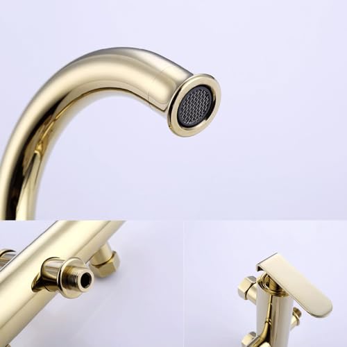 Mitigeurs de bain chaud froid avec mitigeur mural et inverseur de douche dorée - 5