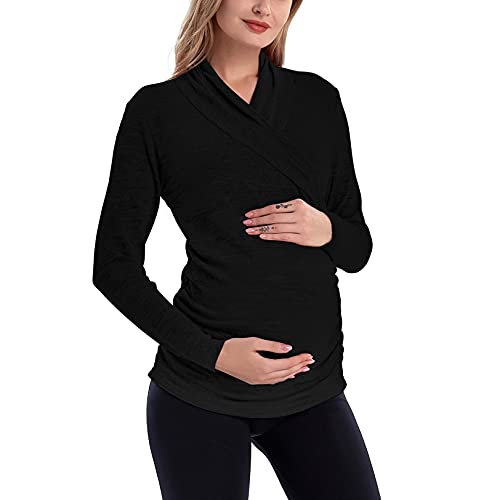 Image of MOMOOD Women's Maternity Long Sleeve Shirt Top Pregnancy Fashionable Sweater