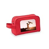 DEREGALOOS Neceser Personalizado con Nombre o Iniciales. Bolsa Multiusos Unisex en 6 Colores. Ideal para Viaje, Aseo, Colegio o Regalo Original para Hombre, Mujer, Niño y Niña (Rojo)