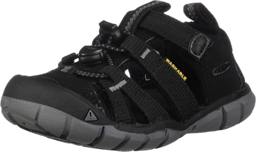 KEEN Seacamp 2 CNX Closed Toe Sandals, Black/Steel Grey, 9 US Unisex Big Kid