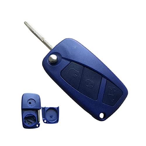 Carcasa Llave con Mando a Distancia con 3 Botones Compatible con Fiat Panda Grande Punto Ducato Doblò Idea Estilo Ulysse Azul