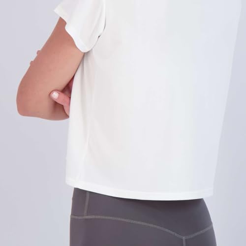 Image of Real Essentials 5 Pack: Women's Dry Fit Crop Top - Short Sleeve Crew Neck Stretch Athletic Tee (Available in Plus Size)