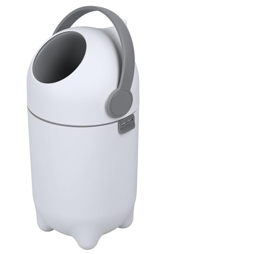 gibxiyza Diaper Pail with Airtight Lid, Odor Control Diaper Bin, 15 Liter 4 Gallon Nursery Trash Can, Baby Diaper Disposal Container Holds 16 Diapers for Nursery Bathroom Bedroom (White)