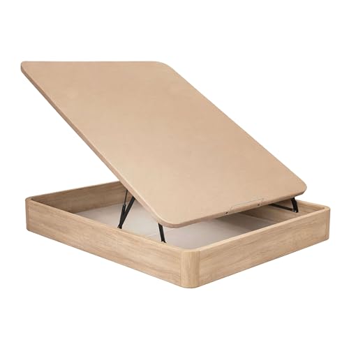 Miroytengo Canapé 135x190 cm Raso Roble Cambrian Base tapizada 2 bisagras hidráulicas Tela 3D Refuerzos Acero Altura Interior 28 cm