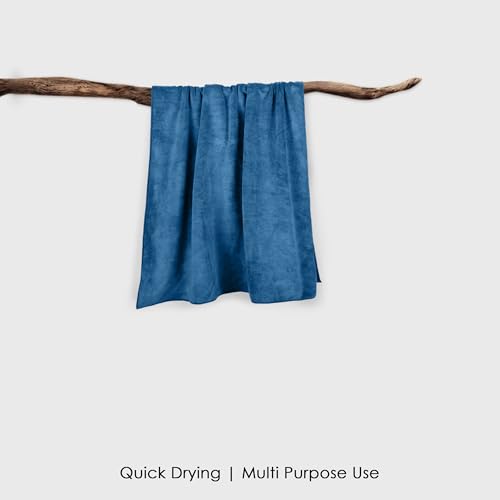 Image of HOUSSE Premium Hand Towel | Microfiber | Super Soft & Quick Dry | Home, Gym, Yoga, Fitness & Weight Lifting | Ultra Absorbent | 550GSM, 60x40cm [2-Pack] (Ink Blue)