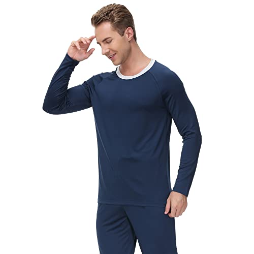 INK+IVY Men's Sleepwear Pajama Top Long Sleeve Crewneck T-Shirt, Soft Sueded Jersey Tee Loungewear, Undershirt2
