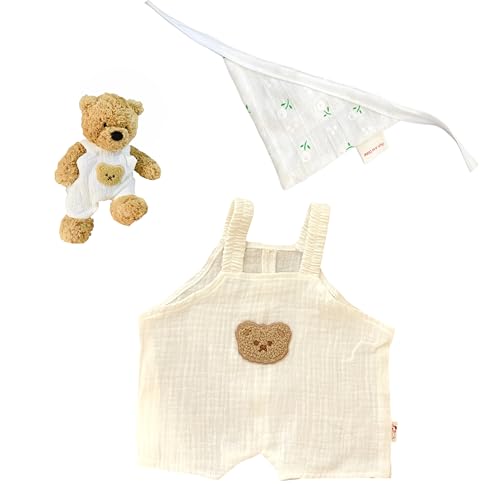 LICHADUOLE 2pc Doll Clothes Set for 18-20inch Teddy Bear and Bumbly Bear,Cute Doll Jumpsuit and bib,Clothes only Without Doll.(2pc Includes 1 Doll Jumpsuit,1 Doll bib)