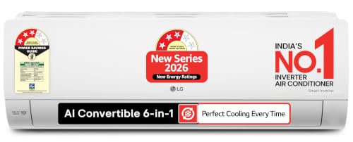 Image of LG 1.5 Ton 3 Star, Smart Inverter Split AC (Copper, AI Convertible 6-in-1, Faster Cooling & Energy Saving, Diet Mode+, HD Filter with Anti-Virus Protection, Him Clean, AS-Q19CNXE, White)