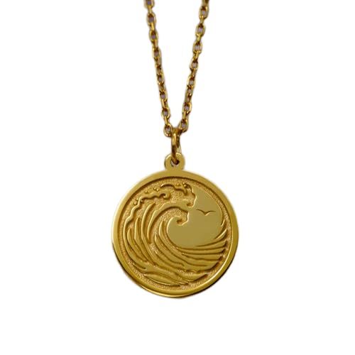 Collar de plata de ley 925 con colgante de olas de 22 mm, el regalo ideal de joyería minimalista