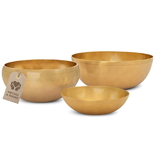 MASSAGE-EXPERT Juego de cuencos tibetanos para principiantes [3 x cuencos tibetanos], desde pequeño Ø 13,5 cm - tono alto hasta grande Ø 21,5 cm - tono profundo, para masaje sonoro, relajación y yoga Cover
