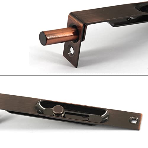 4 Inch Stainless Steel Door Lock Concealed Flush Bolt Slide Latch Bolt with Screws Red Bronze (4 Pieces) - Image 3